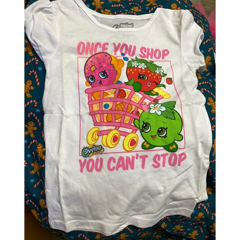 Shopkins Girl's T-Shirt Once You Shop You Can't Stop 4t NWT